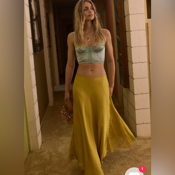 Free People Dresses & Skirts - Gorgeous Free People Make You Mine Half Slip Bitter Oil